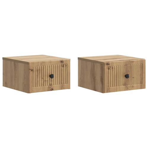 VidaXL vidaXL Wall-Mounted Bedside Cabinet 2 pcs Artisan Oak Engineered Wood