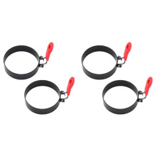 4 Anneaux à Œufs de 3,5 Pouces avec Poignée en Silicone, Moule Rond pour Muffins, Moule à Crêpes pour Camping en Intérieur