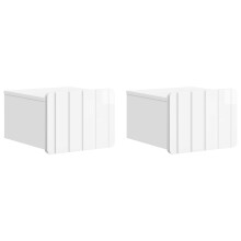 vidaXL Wall-Mounted Bedside Cabinet with Drawer 2 pcs High Gloss White