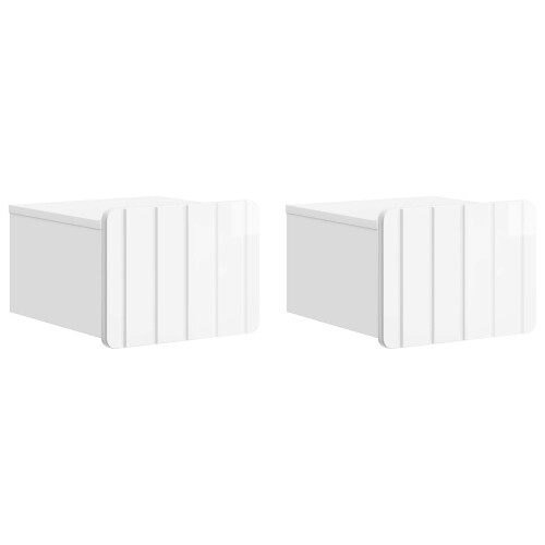 VidaXL vidaXL Wall-Mounted Bedside Cabinet with Drawer 2 pcs High Gloss White