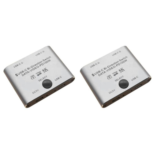 2X Bi Directional USB C  Splitter 8K USB C Switcher KVM 8K 60Hz 4K 144Hz Video for Multiple Source No USB C
