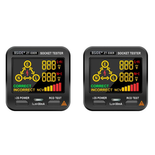 2X BSIDE ZT-E8ER Socket Tester  Voltage Detector Outlet Checker EU Plug
