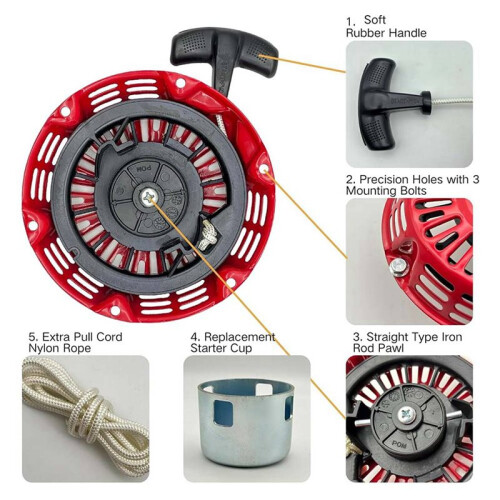 2X GX160 Pull Start Assembly GX120 GX200   Pull Rope String with Pully Cup for  Rolair Blackmax 2