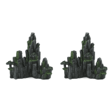 2X Στολίδια Ενυδρείου Ρητίνη Rockery Τεχνητή Ρητίνη Hill Mountain View Διακόσμηση Βράχου