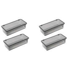 4x Plateau Ă Couverts avec Couvercle, Rangement D'Ustensiles avec Couvercle Plateau Ă Couverts en Plastique, Organisateur de Tiroir Ă