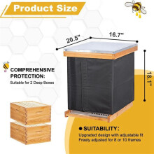 3X Winter Bee Hive Wrap for 8 and 10 Frame Beehives, Oxford Cloth Adjustable Beehive Wrap, Waterproof, Windproof