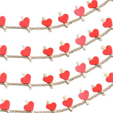100X A Heart Love Wooden Clothes Photo Paper Peg Pin Clothespin Postcard Clips Home Wedding Decoration Stationery