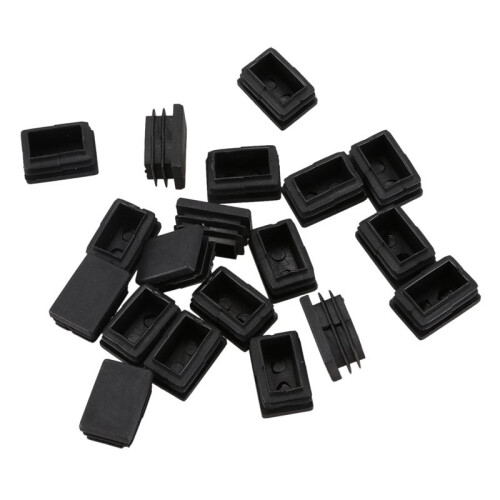 60 Pcs Plastic Rectangular End Cap 30mm X 20mm Threaded Pipe Tube Insert Rubber Feet 2