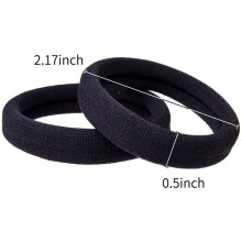 (80 Dicke Schwarze Haar Schlaufen) - Elastisches Haar Band, Keine Falten, Elastisches Großes Baumwoll Gummi, Keine Spur Pferde Schwanz Halter