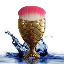 (Gold A)Mermaid Themed Cosmetic Brush Durable Plastic Handle Professional Home Supplies
