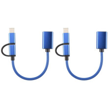 2X 2 w 1 USB 3.0 OTG Adapter Cable Type-C Micro-USB na USB 3.0 Konwerter Interfejsu do Linii Ładowania Telefonów Komórkowych Kabel-Niebieski