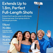 SK-21 Magnetic Auto-Open Tripod 8-Section Pole 1.8m Extension Travel Vlogging for Smartphone Magnetic Quick Release