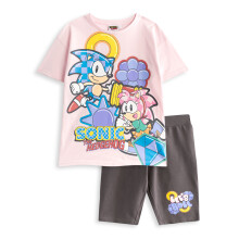 (9-10 Years) Sonic the Hedgehog T-Shirt and Shorts Set (Girls Pink)