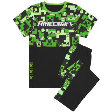 (8-9 Years) Minecraft Short Sleeve Long Leg Pyjama Set (Boys Green)