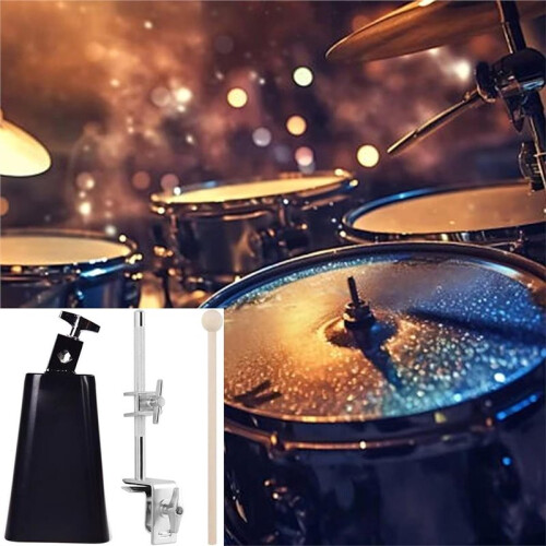 Suporte de Aço Inoxidável Ajustável para Aro de Bumbo com Baqueta, 7 Polegadas para Sino de Vaca e Braçadeira para Sino de Vaca. 1