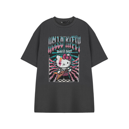 Hello Kitty (Small) Hello Kitty Short Sleeved T-Shirt (Womens Grey)
