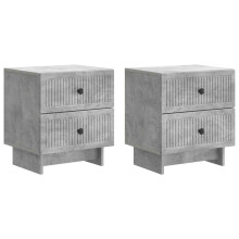 vidaXL Bedside Cabinet 2 pcs Concrete Grey 43 x 34.5 x 47.5 cm