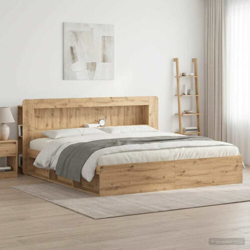 VidaXL vidaXL Headboard Cabinet with Storage Artisan Oak Engineered Wood