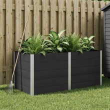 vidaXL Hochbeet Schwarz 200 x 100 x 91 cm WPC und Aluminium