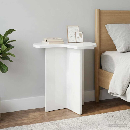 VidaXL vidaXL Side Table High Gloss White Ø 39 x 38 cm Engineered Wood