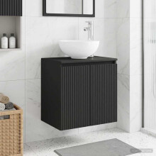 vidaXL Wall-Mounted Sink Vanity Black 49.5 x 35 x 63 cm
