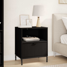 vidaXL Bedside Cabinet Black 49 x 36 x 61 cm Engineered wood