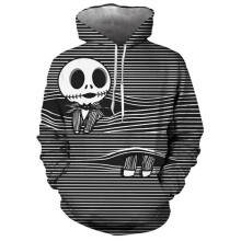 (BlackWhite,4XL)Nightmare Before Christmas 3d Printed Pullover Hoodie Jacket Sweatshirts Coat