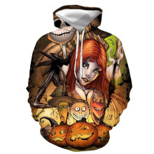 (Coffee,4XL)Nightmare Before Christmas 3d Printed Pullover Hoodie Jacket Sweatshirts Coat