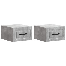 vidaXL Wall-Mounted Bedside Cabinet with Drawer 2 pcs Concrete Grey