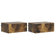 vidaXL Wall-Mounted Bedside Cabinet 2 pcs Smoked Oak 49 x 34.5 x 20 cm