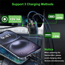 New 5m for Starlink Digital 3-in-1 Car Charging to Power Cord Multi Functional Car Adapter