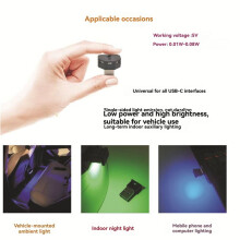 Multi-Color Adjustable RGB Multifunctional Atmosphere Light Car Interior Lighting Lamp for Consoles Type-C Port