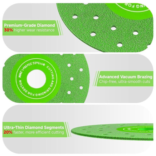 4-1/2" Tile Cutting Disc for Angle Grinder, Porcelain/Glass/Ceramic/Granite/Marble, 7/8" Arbor-6 Pack 2