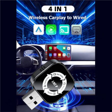 4in1 Wireless Carplay Adapter AI Box Airplay/Mirror Link/Carplay/Android Auto USB Dongle Wired Carplay to Wireless A