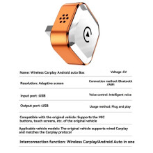 2in1 Wireless Carplay Android AUTO Adapter AI Box WiFi & Bluetooth5.0+Voice Wired CarPlay to Wireless Carplay B