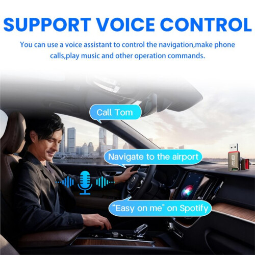 2-in-1 Wireless CarPlay Adapter Convert Wired CarPlay to Wireless Support CarPlay Android Auto Plug and  B