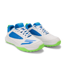 Skechers Scarpe da Cricket Turf Uomo | Tomaia Sintetica e Mesh | Ammortizzazione Eva | Suola in Gomma Turf (Bianco/Blu, Taglie UK)
