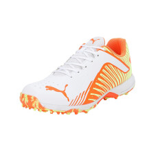 Puma Hombre, Zapatillas de Cricket 22 Fh Rubber, Blanco-Naranja Ultra-Amarillo Rápido, 11Uk, (10678905)