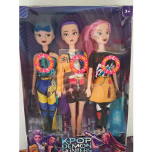 (3-piece set) Music Style Mira Devil Hunter Action Set Anime Style K-POP Collected Dolls with Rumi Mira and Zoe Characters, High Quality Vinyl Dolls