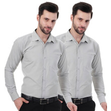 Camisa Formal de Algodón Xjarvis Austin para Hombre | Con Bolsillo | Diseño de Cuello Abierto y Mangas Largas - Pack de 2