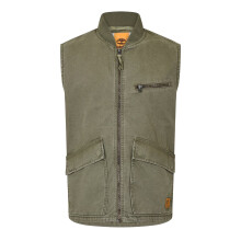 (S, Leaf Green) Timberland Mens Washed Ribbed Collar Gilet