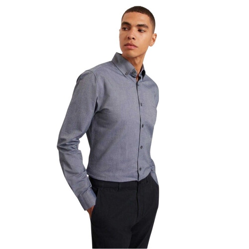 Ted Baker (M, Navy) Ted Baker Mens Oxford Regular Long-Sleeved Button-Down Shirt 2
