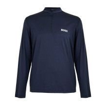 (S, Navy) Boss Mens Performance Quarter Zip Long-Sleeved Top