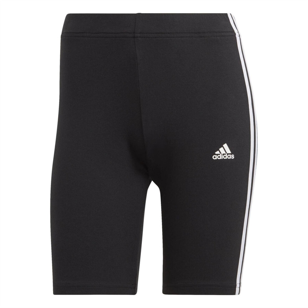 Adidas (8 Uk - 10 Uk, Black/White) Womens/Ladies 3 Stripes Biker Shorts