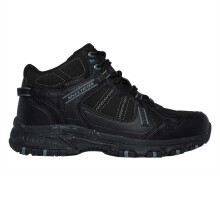 (6 UK, Black) Skechers Mens Hillcrest Logo Leather Walking Boots