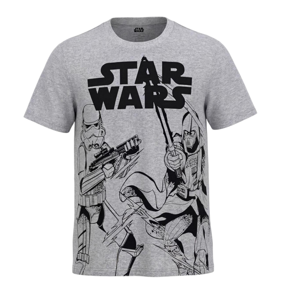 Star Wars (L, Grey) Mens Logo Short-Sleeved T-Shirt