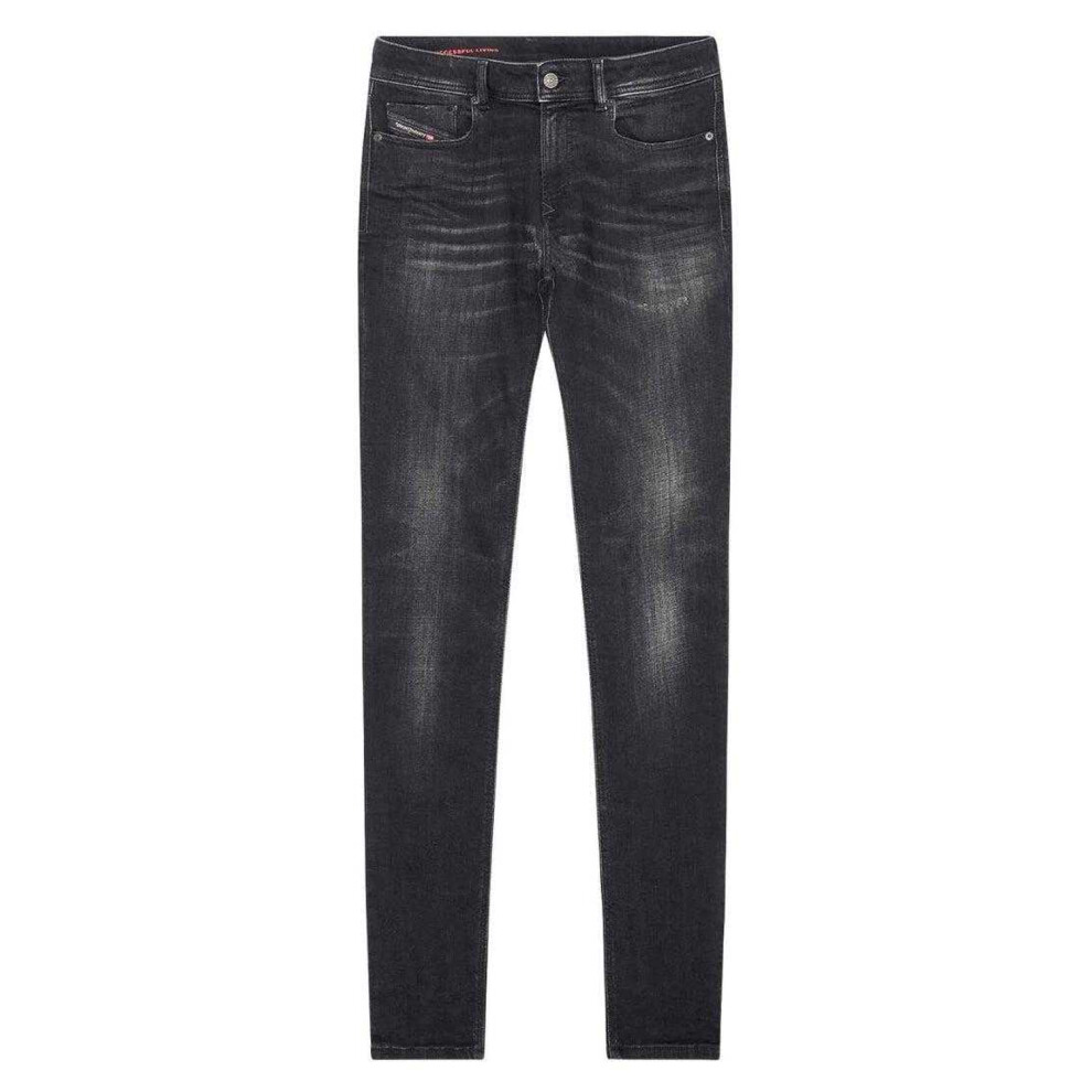Diesel (34R, Black) Mens Sleenker Destroyed Denim Reinforced Jeans