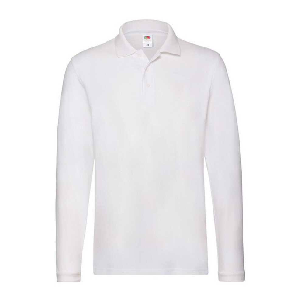 Fruit Of The Loom (Xl, White) Mens Cotton Pique Long-Sleeved Polo Shirt
