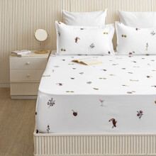Homemonde Drap Housse Coton Pour Lit Queen 90 X 100 Pouces Imprimé Luxe 210 Tc Avec 2 Housses D'oreillers