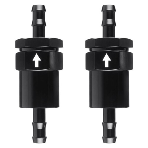 3/8" Billet Inline Fuel Filter 30  Anodized Aluminum Black 2PCS